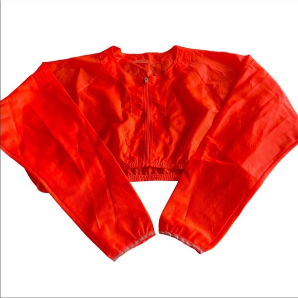 Athleta Neon Orange Front-Zip Crop Windbreaker - Picture 3 of 6